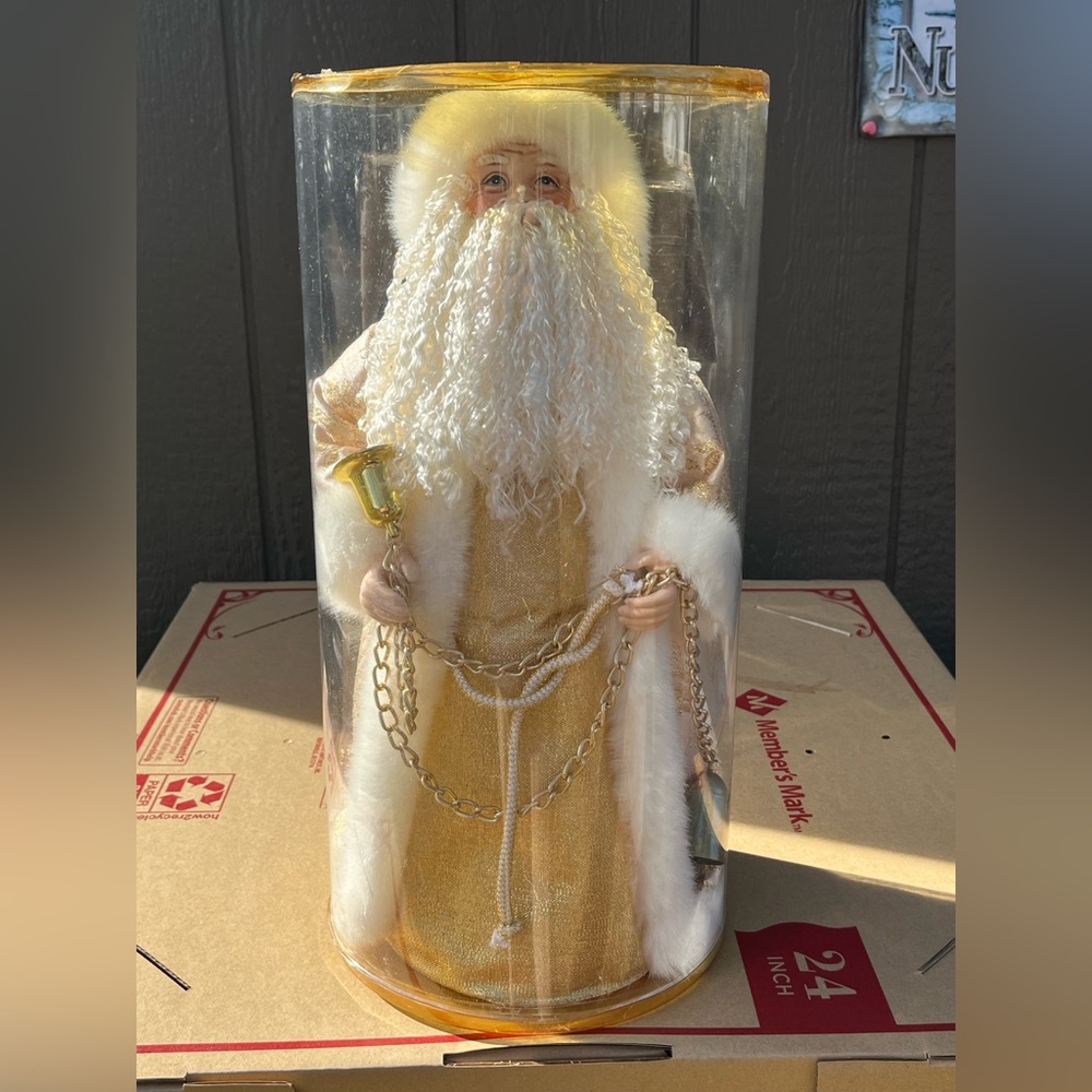 Dillard’s Gold and White Santa Tree Topper figure